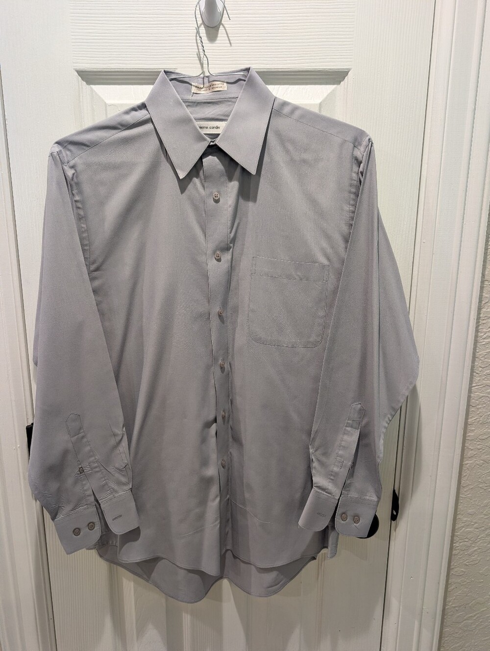 Pierre Cardon Men's Classic Light Gray Dress Shirt - Unknown Brand